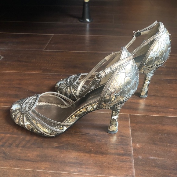 Seychelles fabric and leather metallic pumps anthropology - Picture 5 of 8